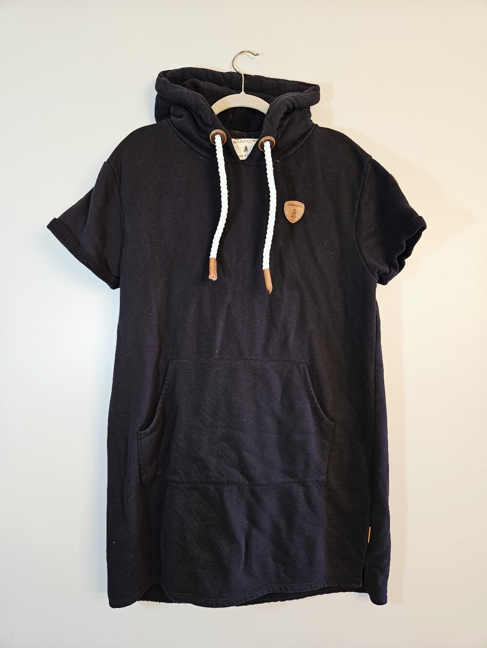 Wanakome Short Sleeve Hoodie Dress Size XXL Black Pullover